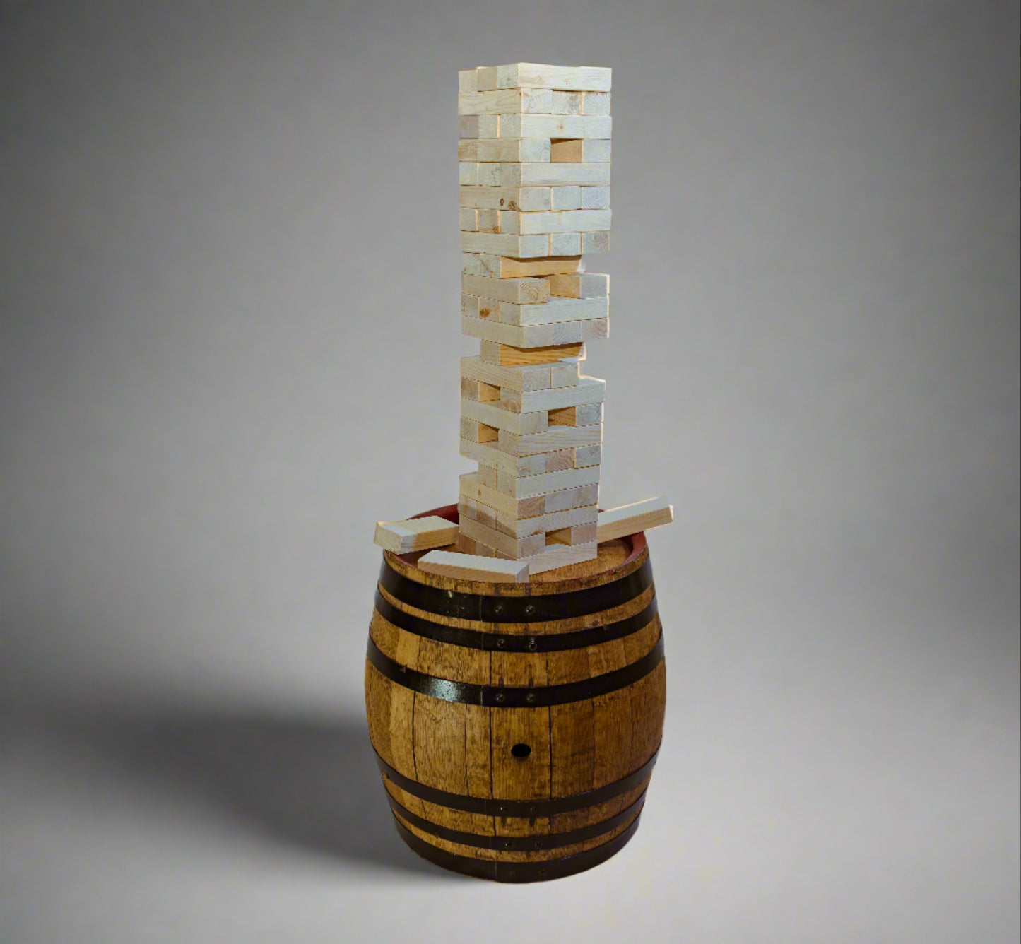 Bundle - Giant Jenga and Wooden Barrel Stand