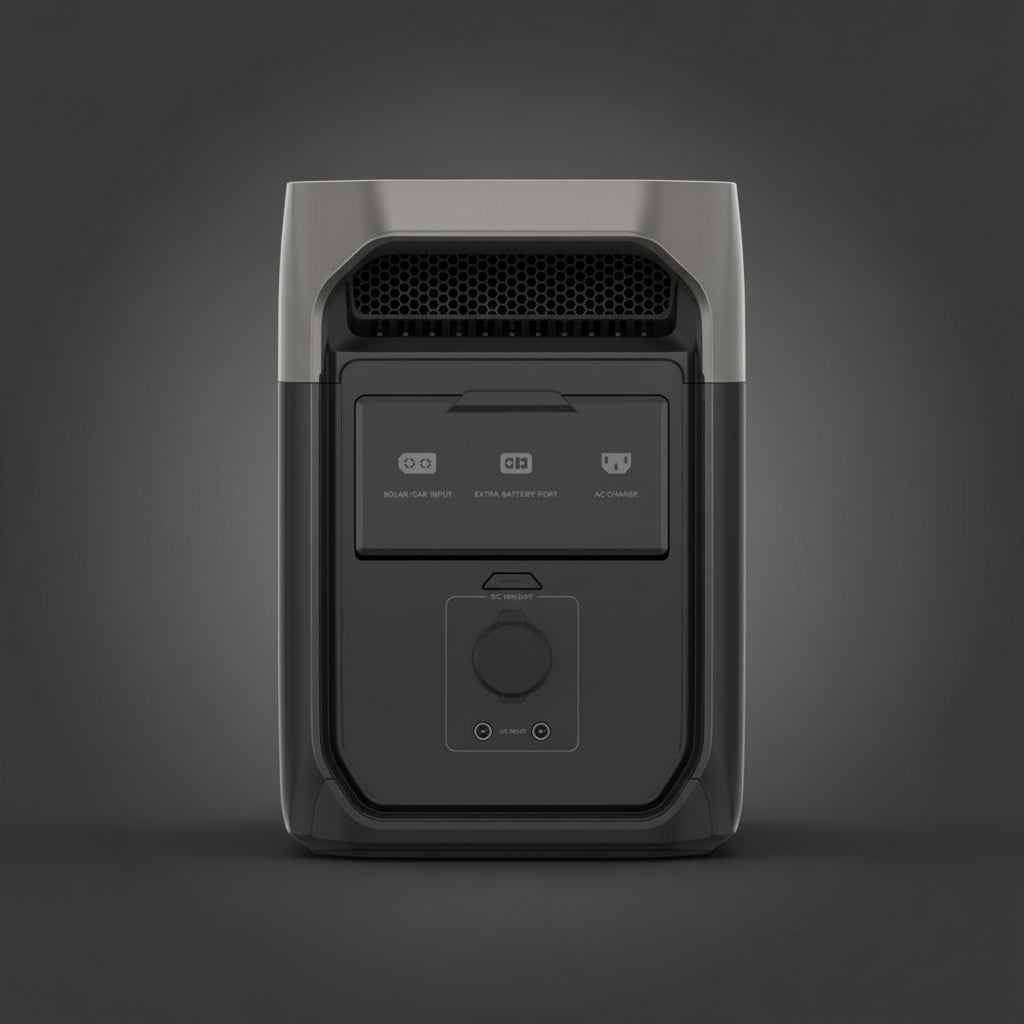 Black electronic device with buttons and display on a white background